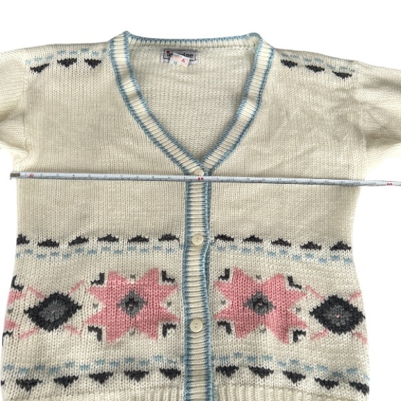 🌻4/$20 Vintage Pattern Knit Button Up Cardigan By Impulse Made In Taiwan Medium - Picture 6 of 16
